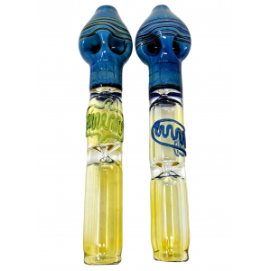 8" Gold Fumed Double Bowl & Double Pinch Steamroller Hand Pipe - (Pack of 2) [STJ83]